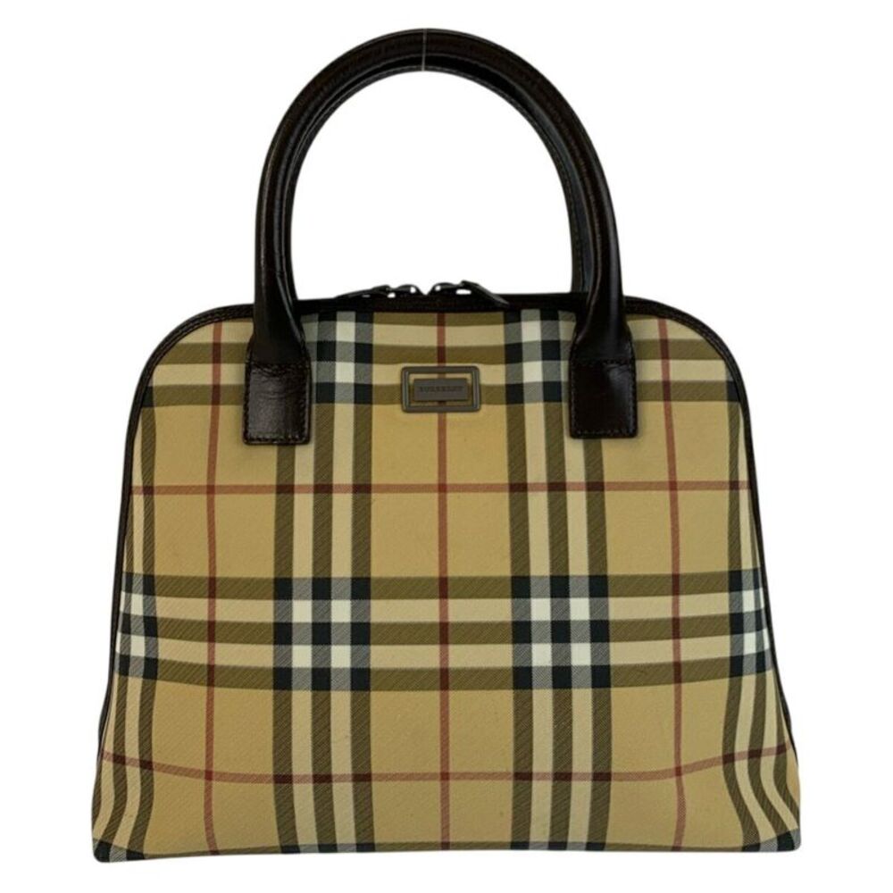 Burberry Check Pattern PVC Leather Handbag